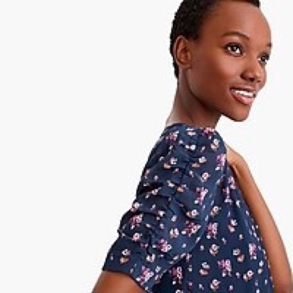 J. Crew Floral Ruched Sleeve Blouse NWT - Picture 6 of 7